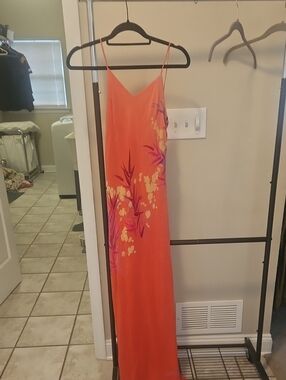 Orange Floral Slip Maxi Dress
